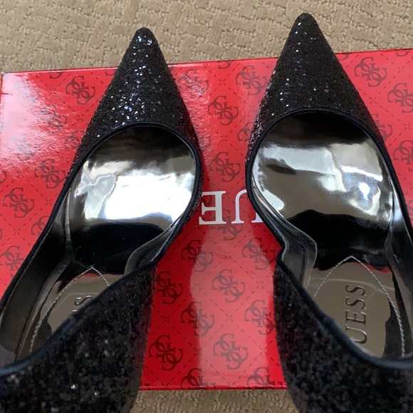 Guess Black Glitter Heels (Used Like New), Black Color, Size 6.5 - Picture 7 of 9